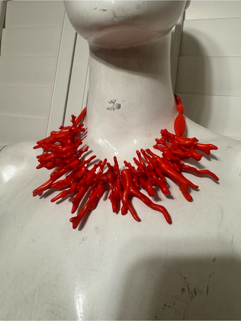 New orange plastic coral statement piece necklace Jewlery boho beach costume